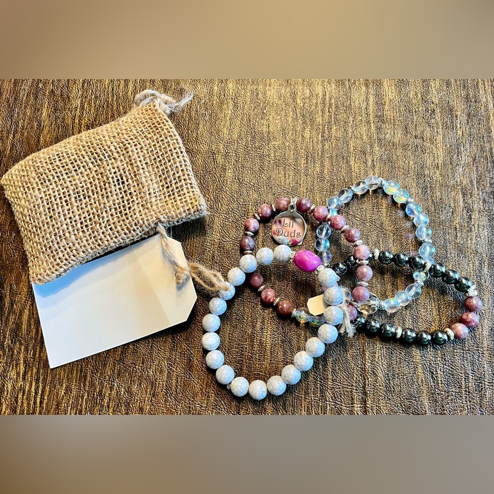 Gemstone And Hematite Bracelet Stack - image 1